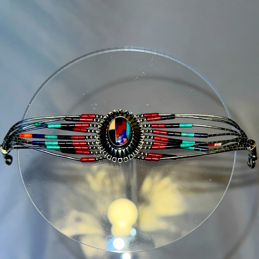 Vintage Navajo QT Sterling Silver Pendant Bracelet